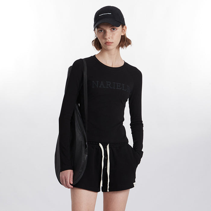 SheRoar Round Neck Letter Embroidery Casual Top