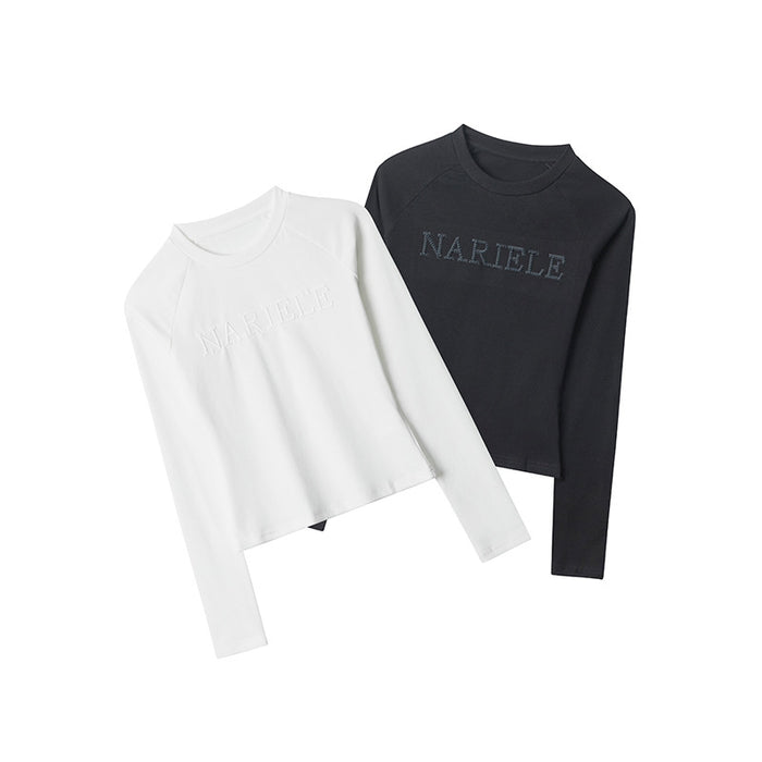 SheRoar Round Neck Letter Embroidery Casual Top