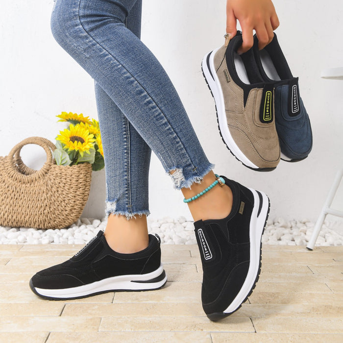 SheRoar Suede Slip-On Chunky Heel Sneaker