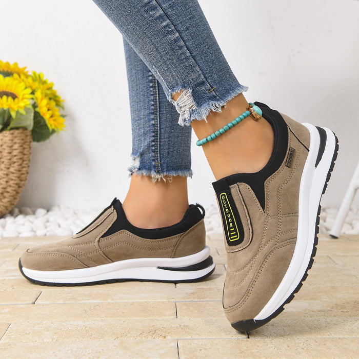 SheRoar Suede Slip-On Chunky Heel Sneaker