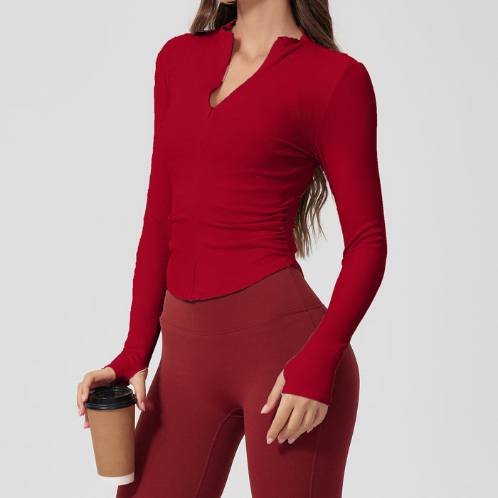 SheRoar Tight Nude-Feel Long Sleeve Thread Top
