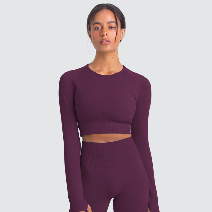 SheRoar Women's Knitted Seamless Long-Sleeve Yoga Suit