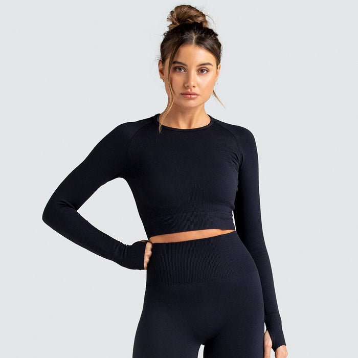 SheRoar Women's Knitted Seamless Long-Sleeve Yoga Suit