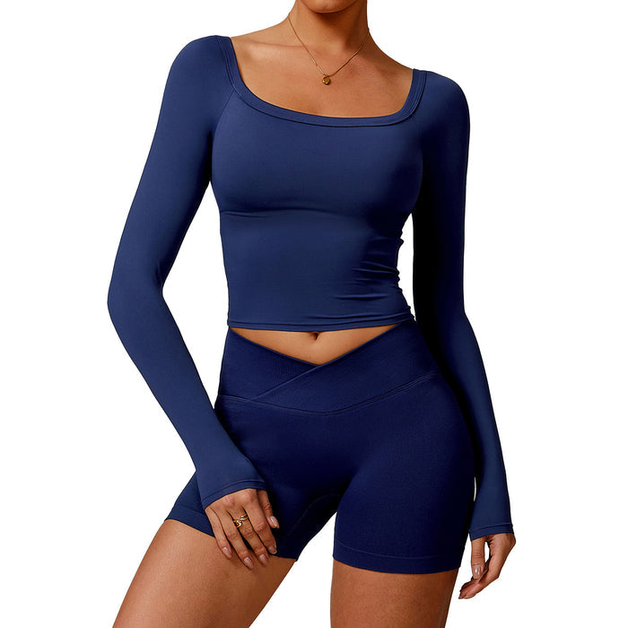 SheRoar Women's Off-Shoulder Long Sleeve Brushed Tight Sports Top