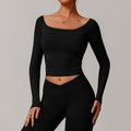 SheRoar Women's Off-Shoulder Long Sleeve Brushed Tight Sports Top