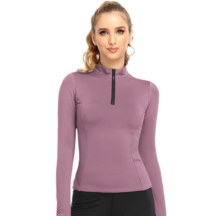 SheRoar Women's Stand Collar Half-Zip Tight Long Sleeve Workout Top