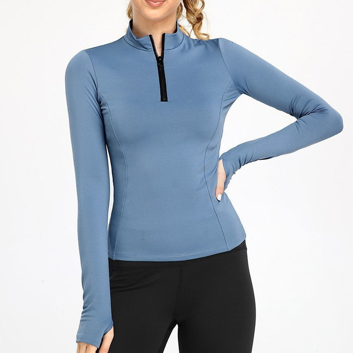 SheRoar Women's Stand Collar Half-Zip Tight Long Sleeve Workout Top