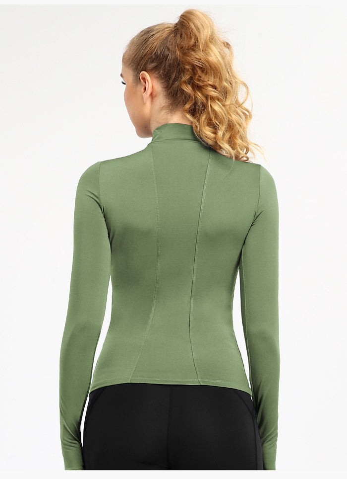 SheRoar Women's Stand Collar Half-Zip Tight Long Sleeve Workout Top
