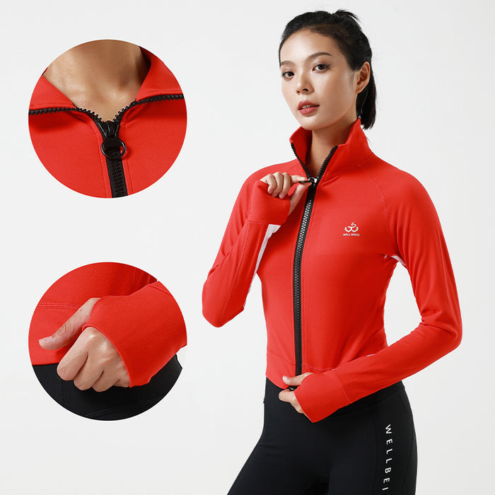 SheRoar Women's Stand-Up Collar Quick-Dry Long Sleeve Yoga Jacket