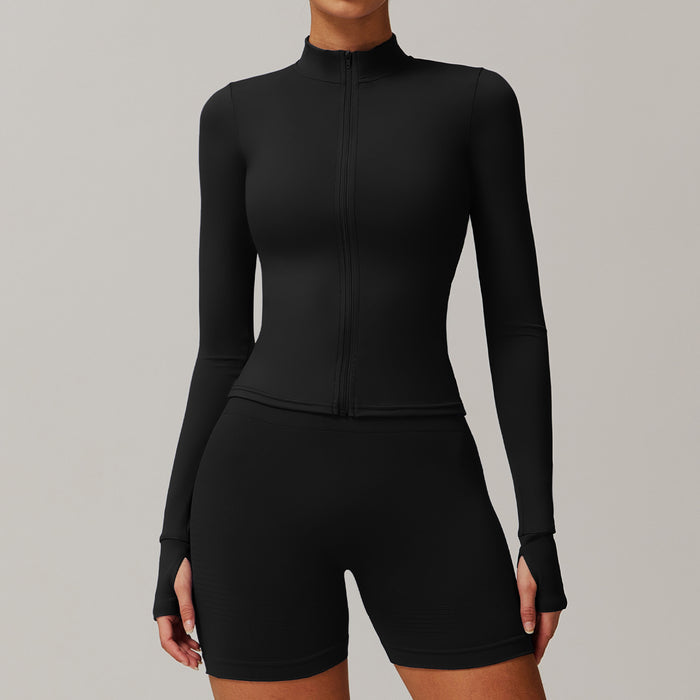 SheRoar Women's Zipper Tight Breathable Running Top