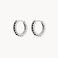 Shine On Black Diamond Huggie Hoops in sterling silver with black diamonds