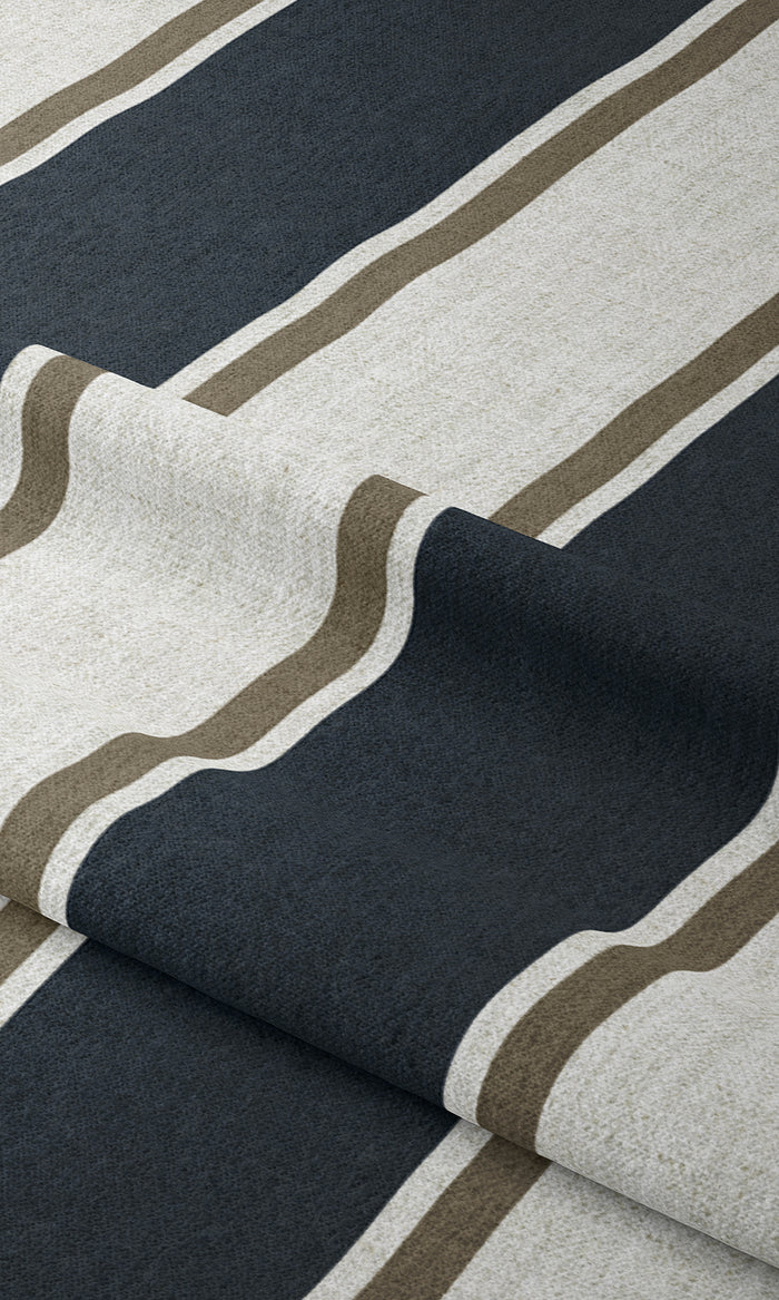 Geometric Curtains for Living, Bedroom, Kitchen, Bathroom (Navy Blue/ Brown)