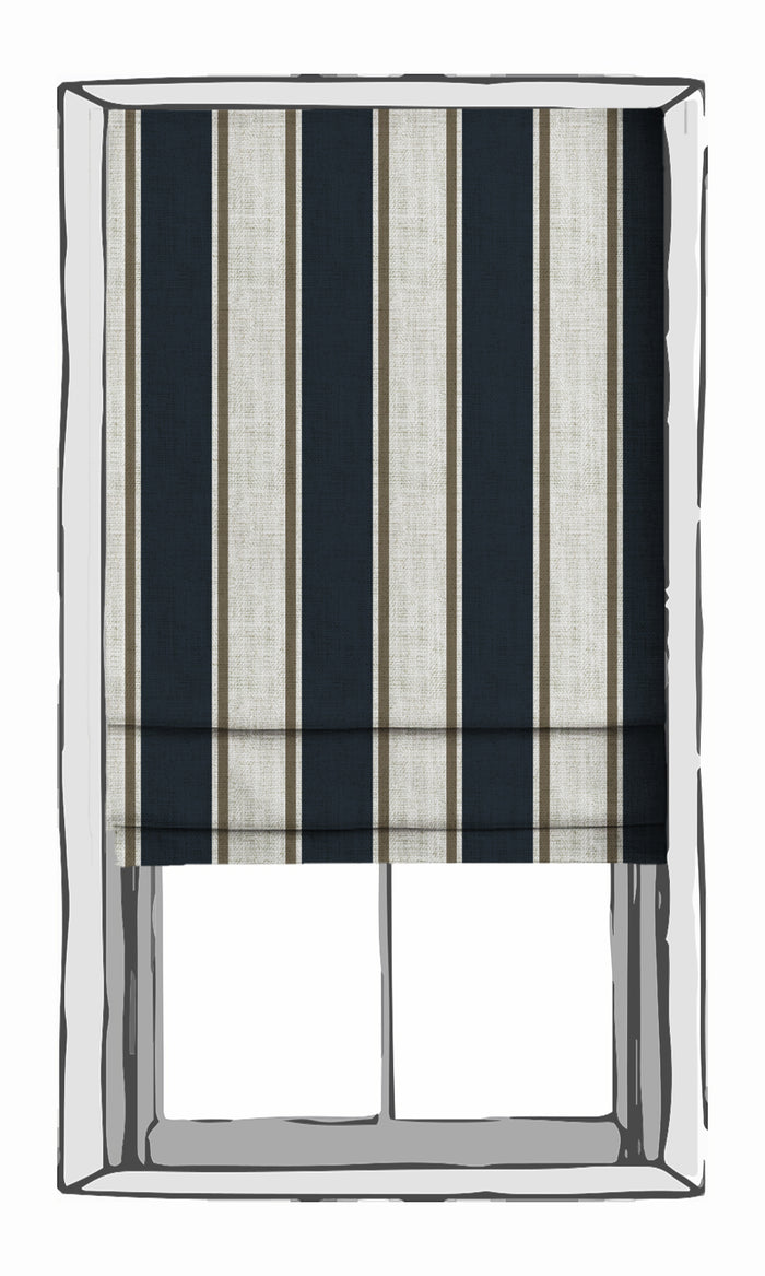 Geometric Curtains (Navy Blue/ Brown) Extra Long Short Wide