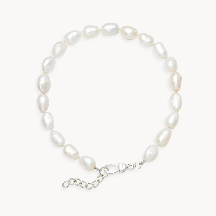 shoreline anklet duo pearl bracelet on white background