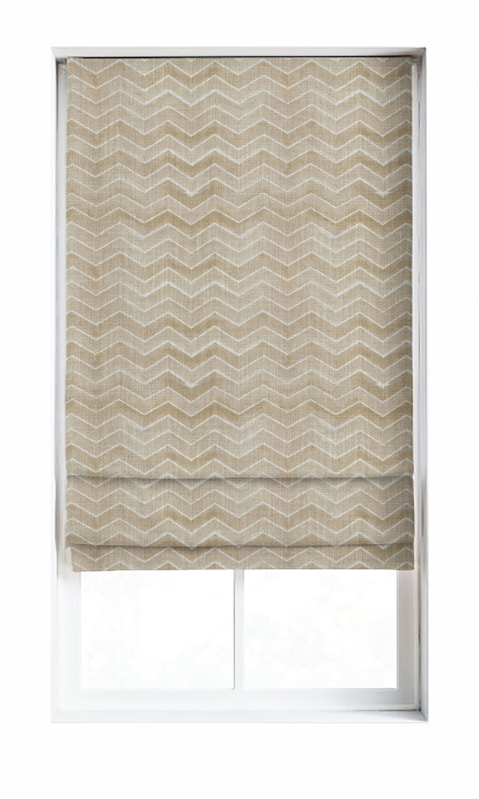 Chevron Print Drapes for Living, Bedroom, Kitchen, Bathroom (Eggshell White/ Pale Brown)