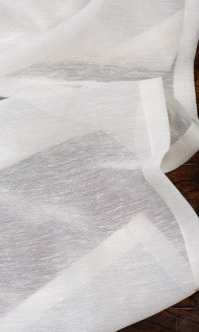 Textured Sheer Fabric Material By the Metre (Warm White)