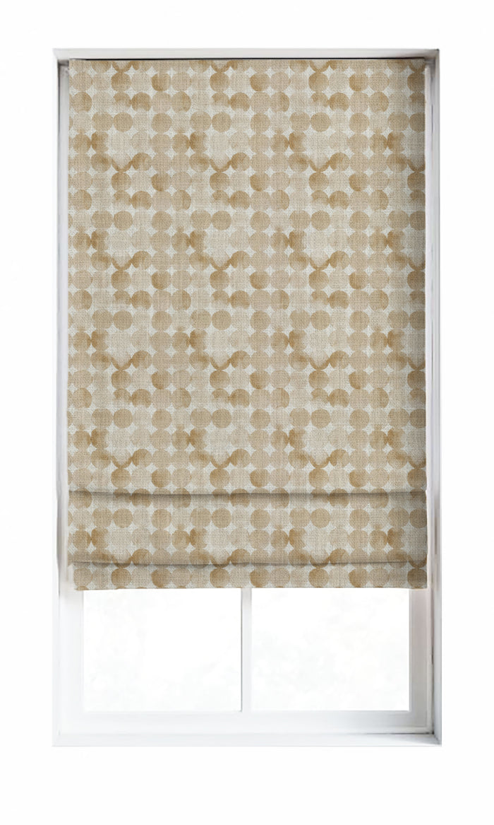 Polka Dot Window Treatments Fabric By the Metre (Eggshell White/ Pale Brown)