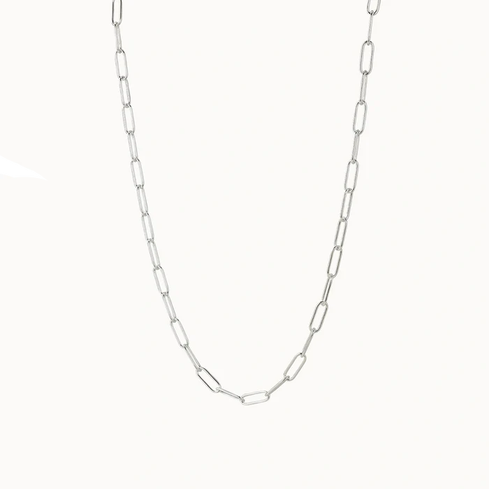 Silver Boldly Necklace in sterling silver, alternate angle detail view