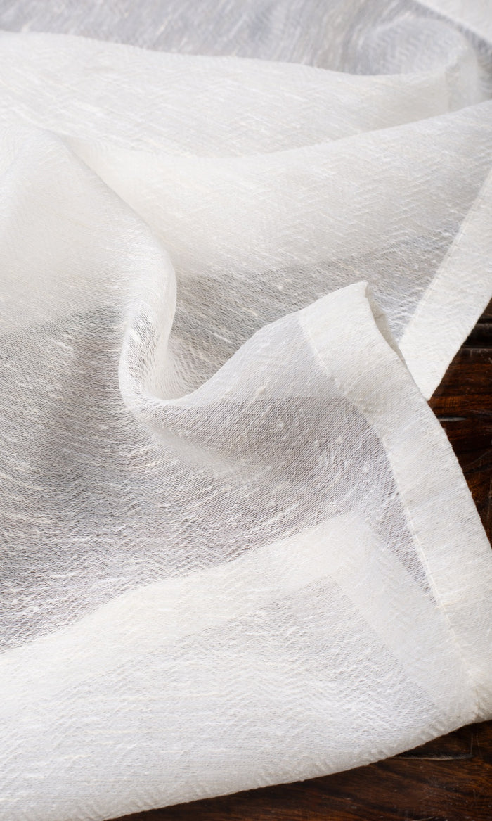 Textured Sheer Fabric Material By the Metre (Cotton White)