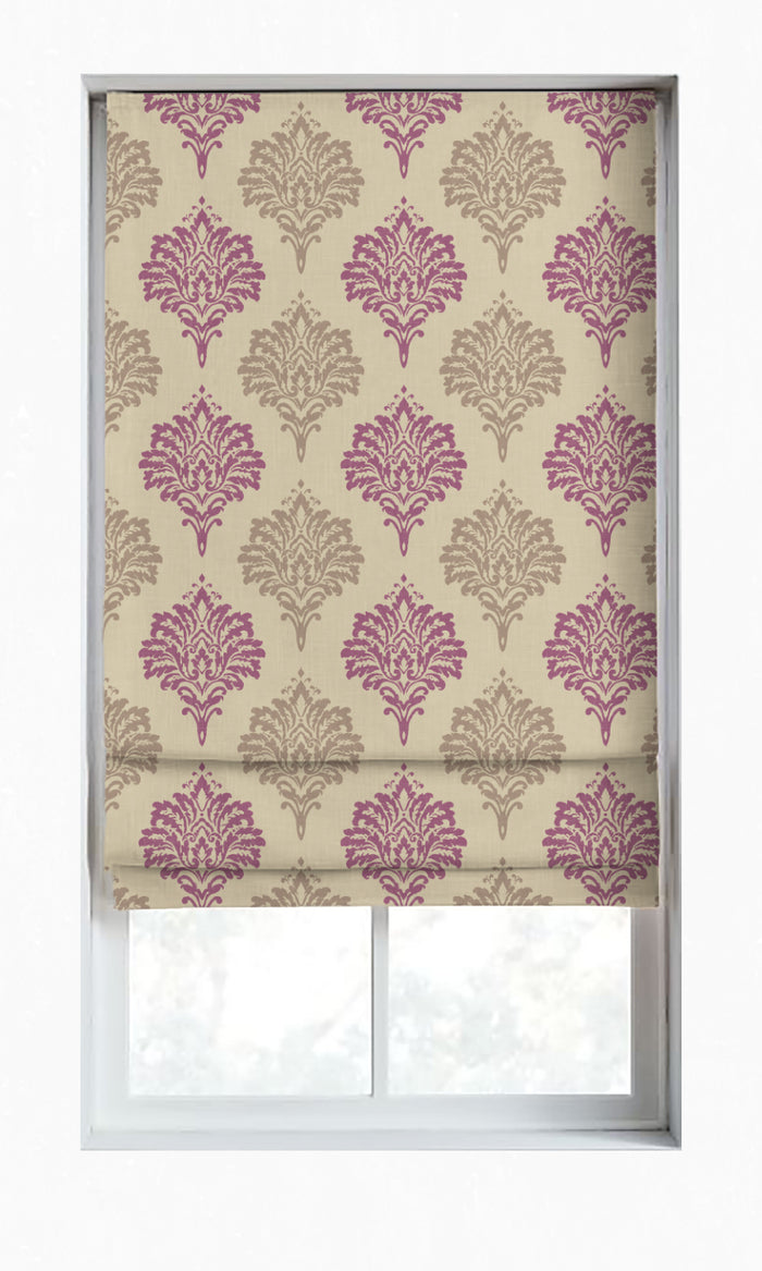 Damask Patterned Curtains for Living, Bedroom, Kitchen, Bathroom (Lilac/ Grey)
