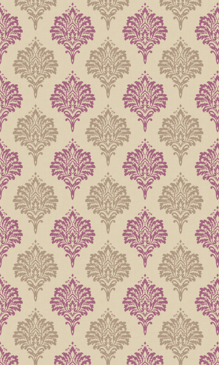 Damask Patterned Pinch Pleat, Rod Pocket, Eyelet Curtains (Lilac/ Grey)