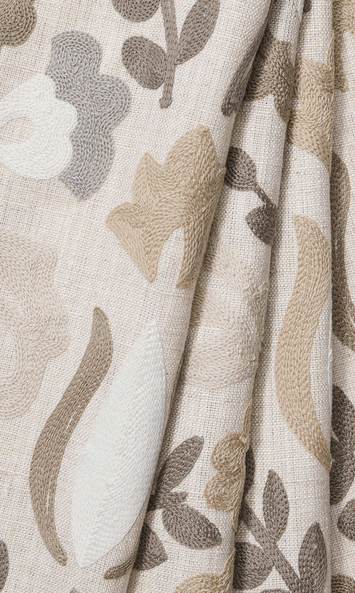 Floral Drapes for Living, Bedroom, Kitchen, Bathroom (Beige/ Brown/ White)