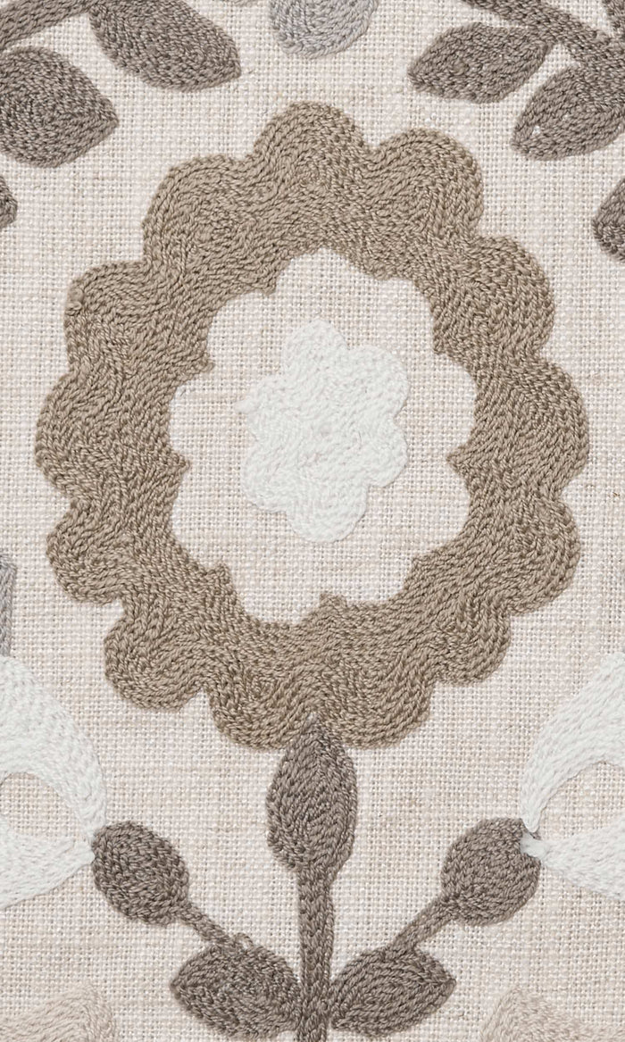 Floral Pinch Pleat, Rod Pocket, Eyelet Curtains (Beige/ Brown/ White)
