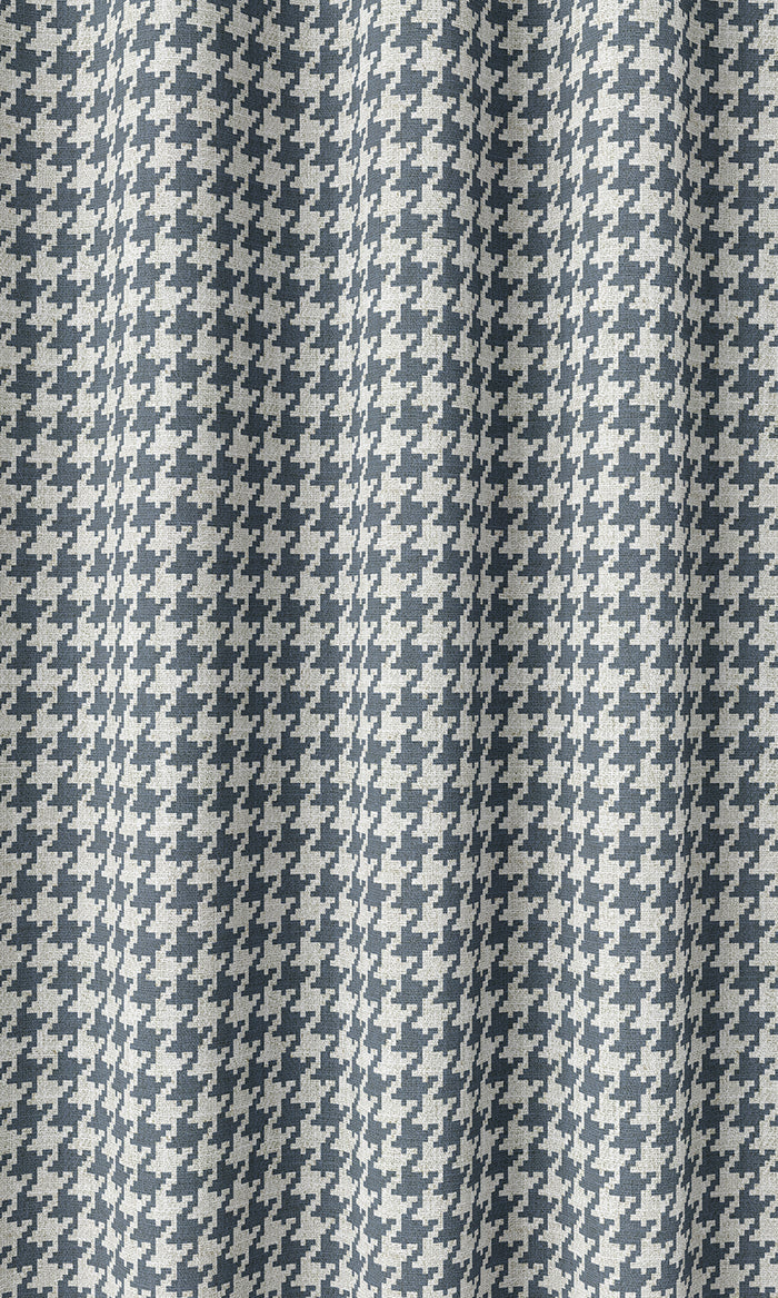 Houndstooth Home Décor Fabric By the Metre (Petrol Blue/ White)