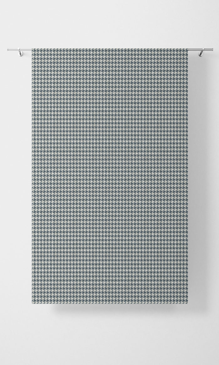 Houndstooth Home Textile Fabric Material By the Metre (Petrol Blue/ White)