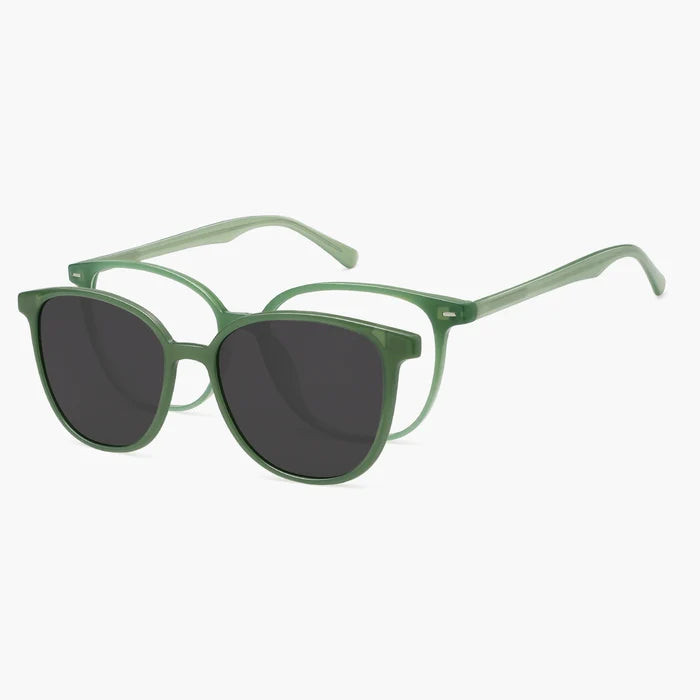 Green Frame Grey Clip-on