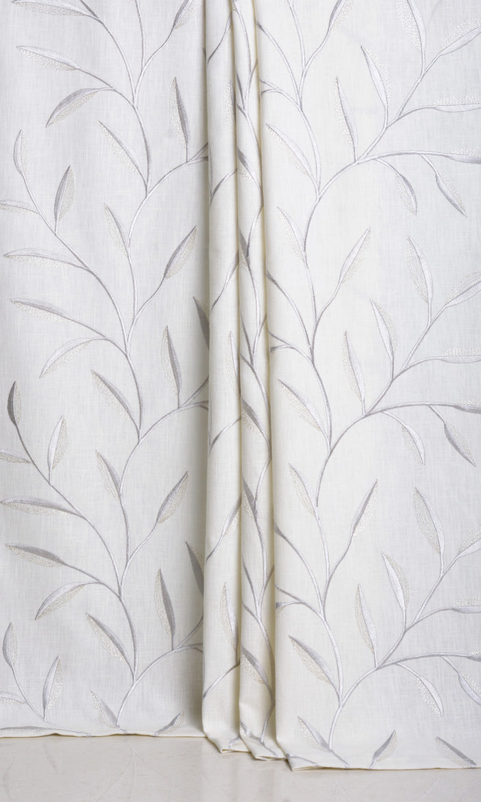 Floral Embroidery Home Décor Fabric By the Metre (White/ Cream)