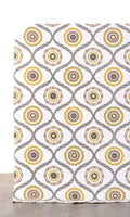 Printed Cotton Drapes (Ocher Yellow/ Gray/ Brown)