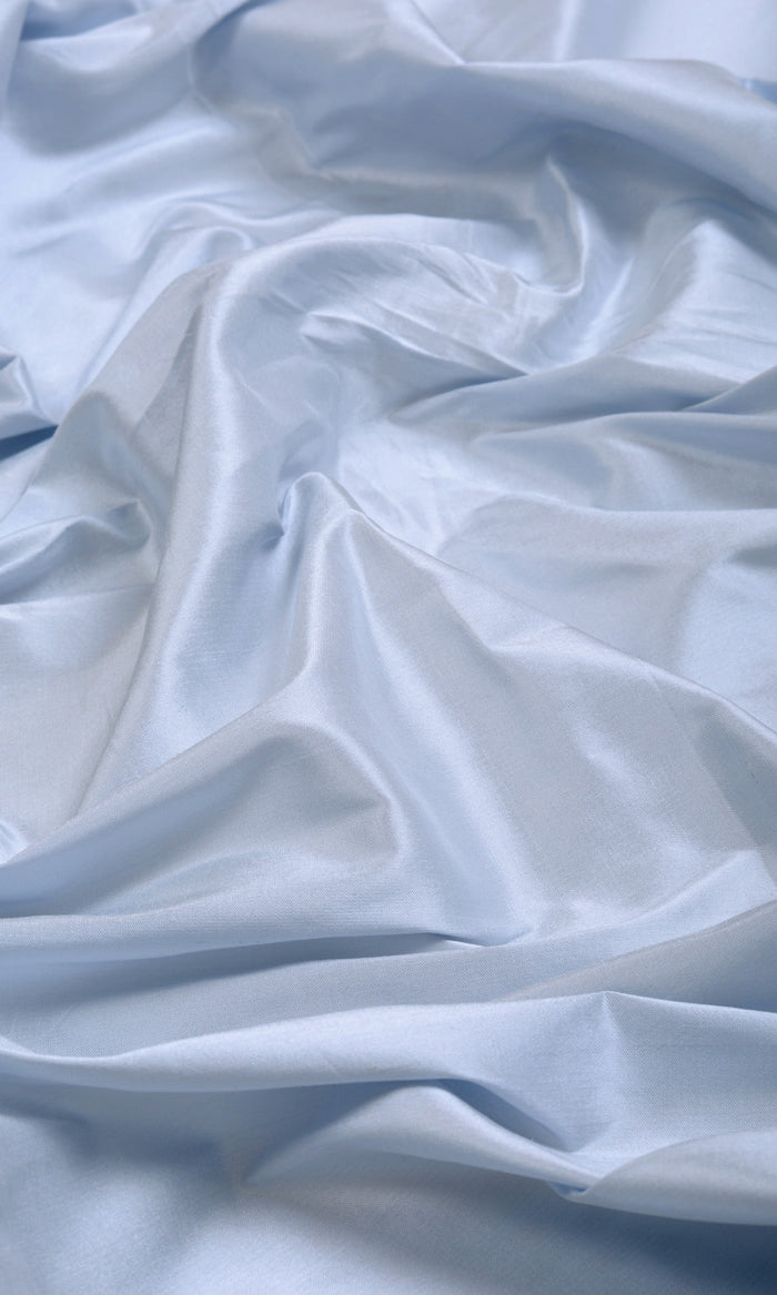 Shantung Silk Pinch Pleat, Rod Pocket, Eyelet Curtains (Ice Blue)