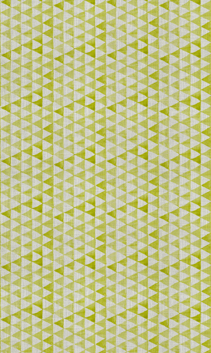 Triagonal Print Fabric Material By the Metre (White/ Green)