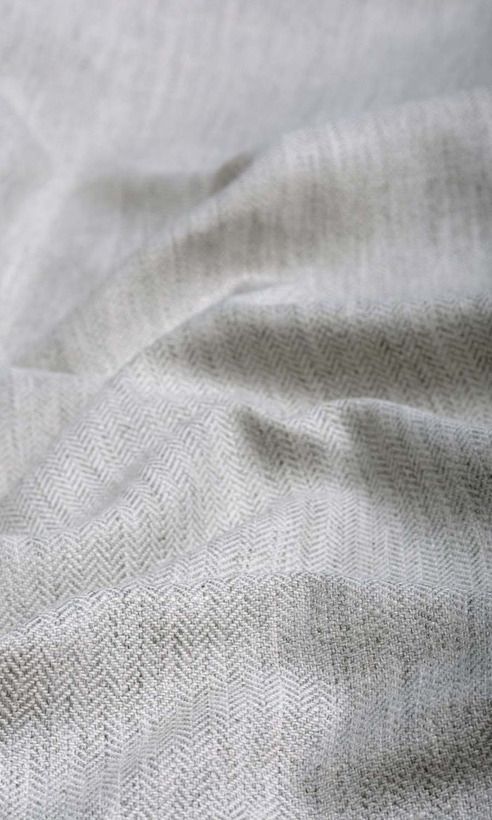 Herringbone Textured Window Treatments Fabric By the Metre (Smoke White)