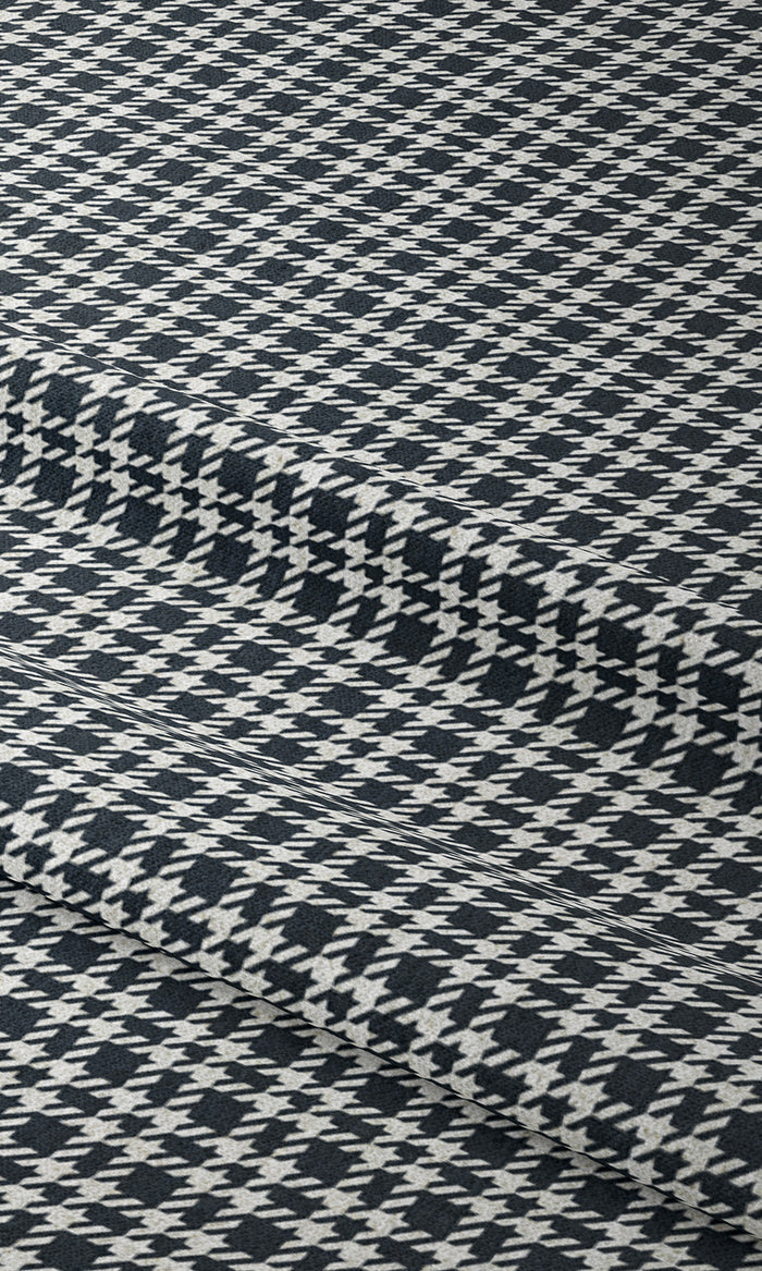 Checkered Drapery for Living, Bedroom, Kitchen, Bathroom (Midnight Blue/ White)