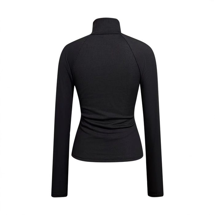 Slim-fit Stretch Slimming Zipper Collar Knitted Bottoming Shirt Top T-shirt