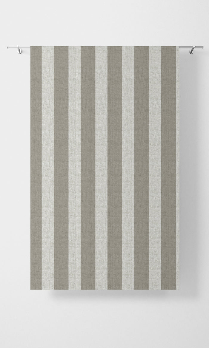 Modern Striped Print Pinch Pleat, Rod Pocket, Eyelet Curtains (Grey/ White)