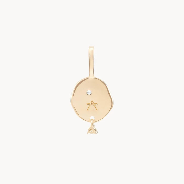 Small Air Element Charm in 10k yellow gold, alternate angle detail view