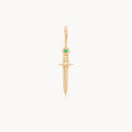 Small Dagger Charm with Emerald in 10k yellow gold