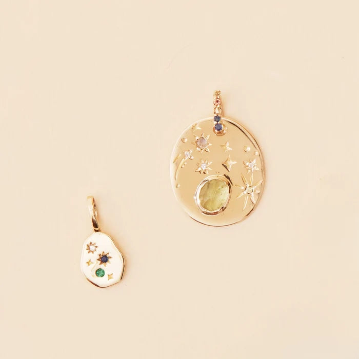 Large Earth Element Charm in 10k yellow gold, studio detail view 2