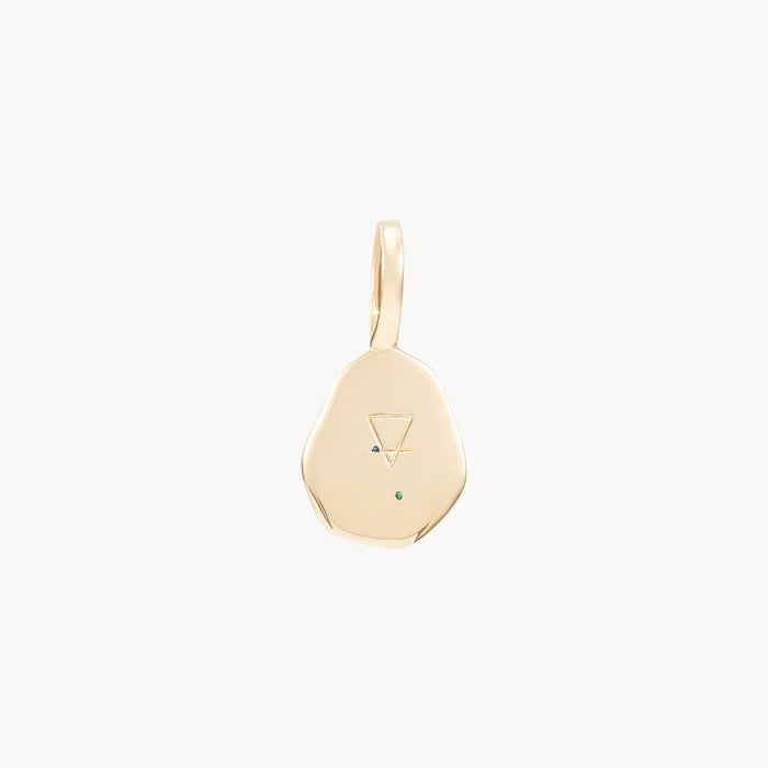 Small Earth Element Charm in 10k yellow gold, alternate angle detail view 2