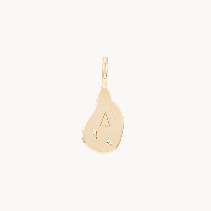 Small Fire Element Charm in 10k yellow gold charm, alternate angle detail view 2