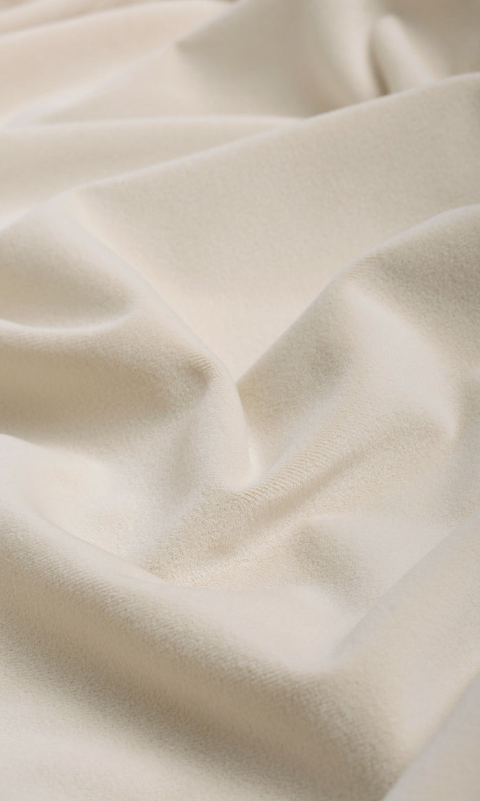 Velvet Curtain Panels (Warm Ivory) Extra Long Short Wide