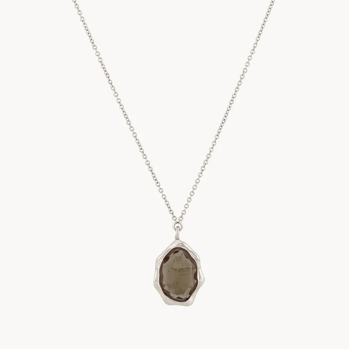 Smoky Quartz Mood Necklace Silver in sterling silver with smoky quartz