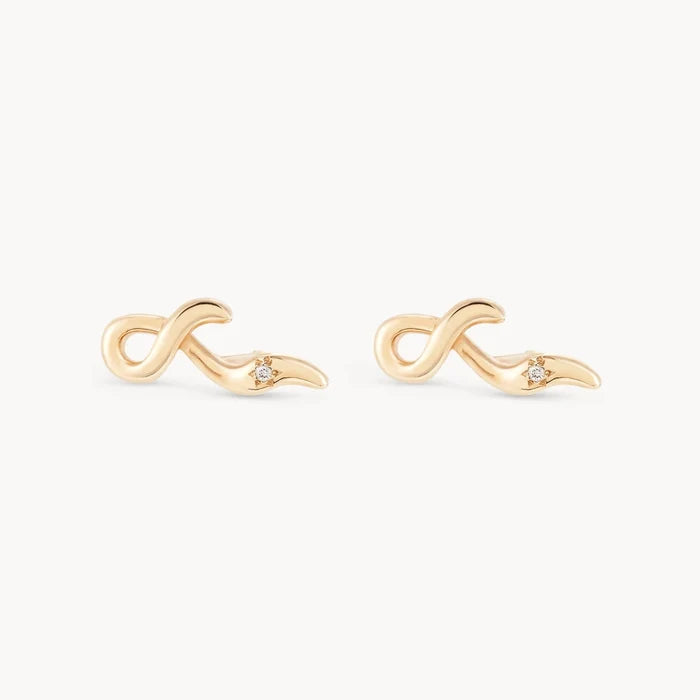 Snail Trail Studs in 10/14k yellow gold with diamond