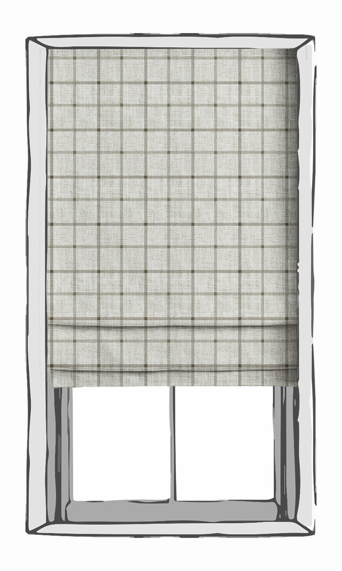 Modern Check Patterned Drapes (Linen White) Extra Long Short Wide