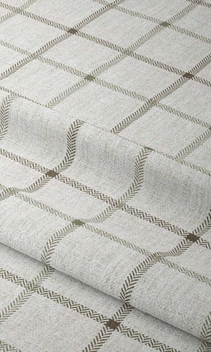 Modern Check Patterned Window Treatments Fabric By the Metre (Linen White)