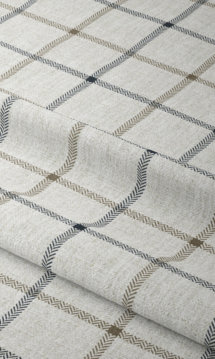 Check Patterned Drapes for Living, Bedroom, Kitchen, Bathroom (Oatmeal White)