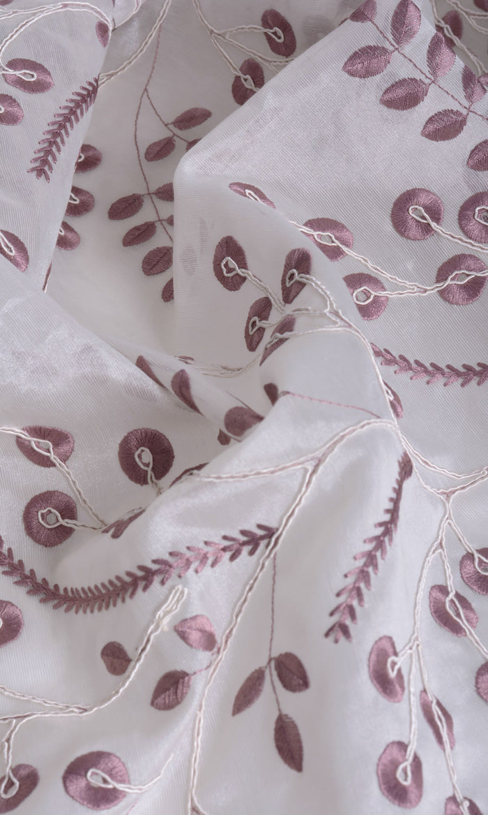 Nature Inspired Curtain Panels for Living, Bedroom, Kitchen, Bathroom (White/ Pink)